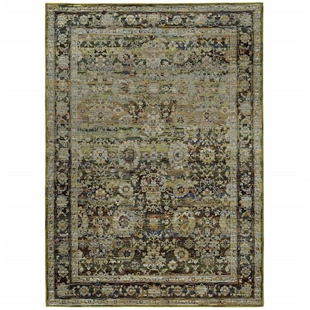 Planon 2 x 3 ft. Green & Brown Floral Area Rug PL3094925